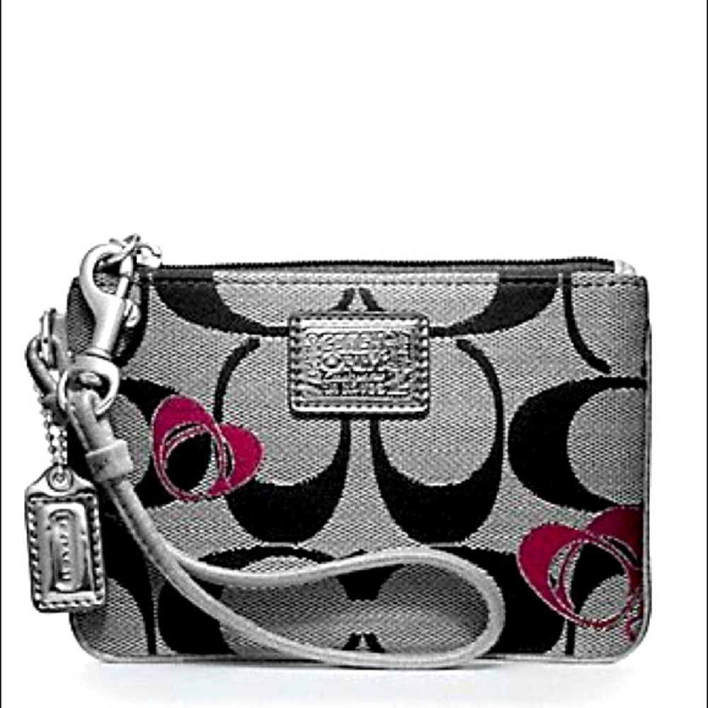Coach Poppy Signature Small Heart Wristlet